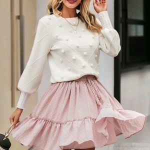 🌿VIVA | Bishop Sleeves Pompom Sweater